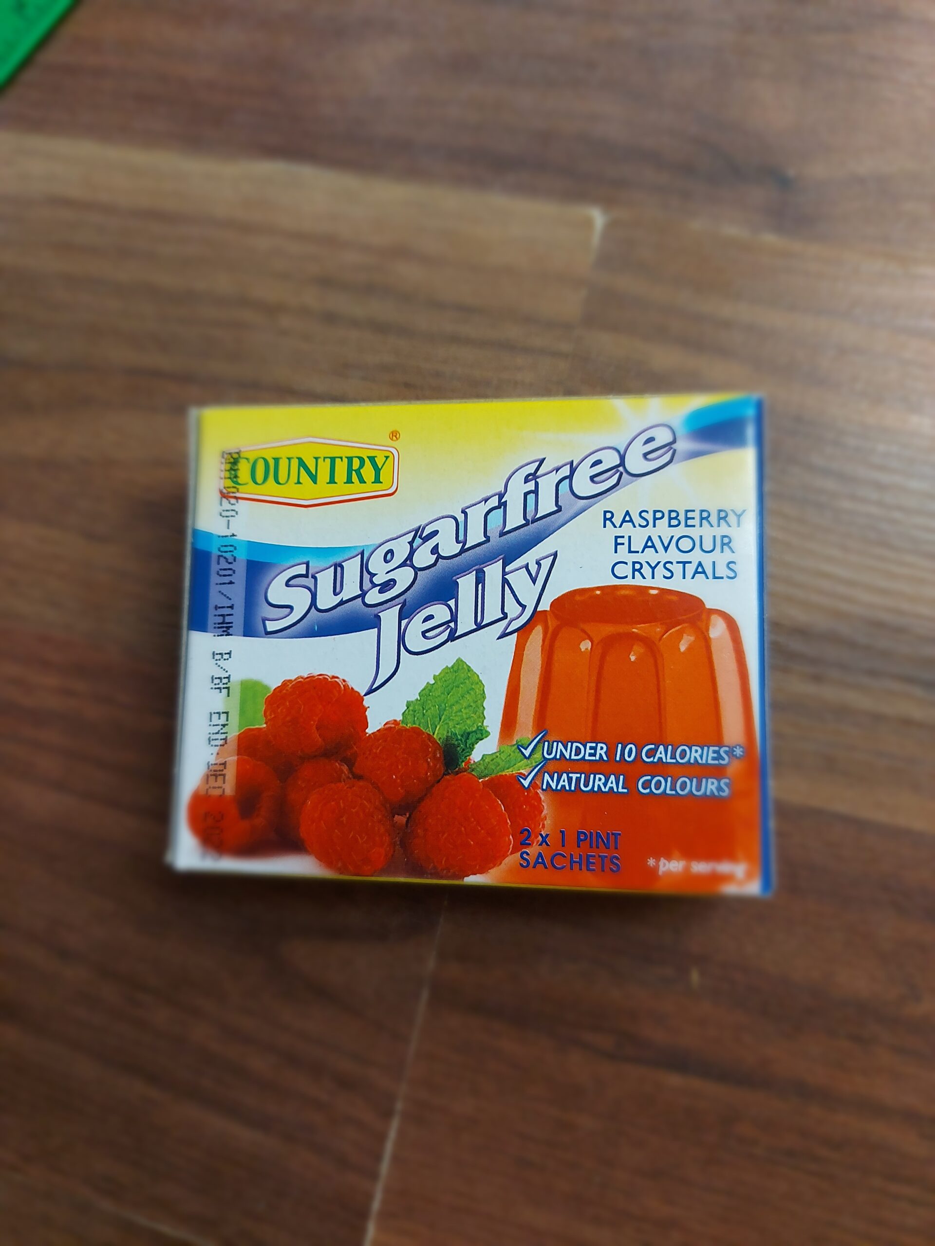 Country Sugar free Jelly Raspberry Flavoured crystals 2 x 1 pint sachets